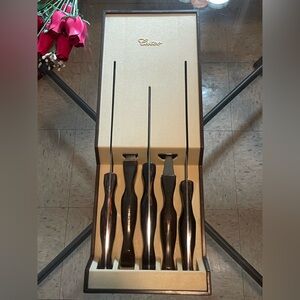 Cutco Knife Set with Dark Marble Handles and Cream Block